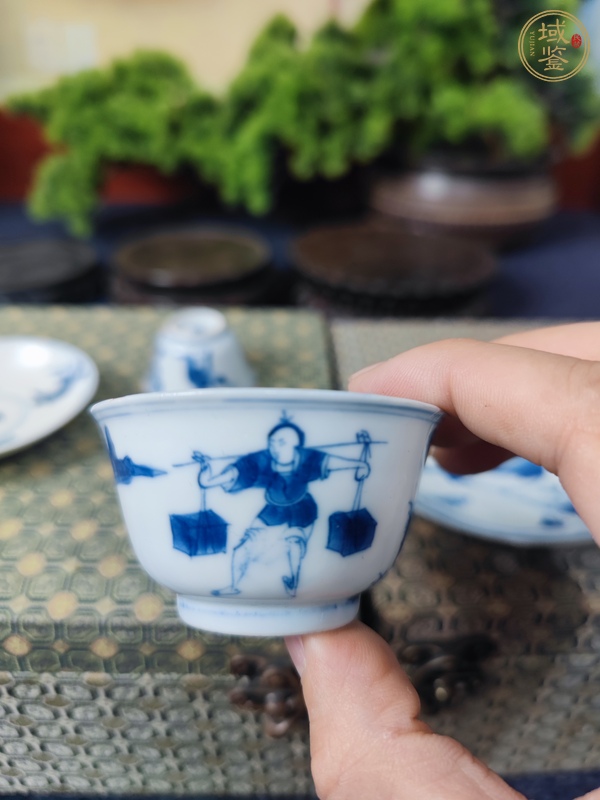 古玩陶瓷青花人物杯碟一套真品鑒賞圖