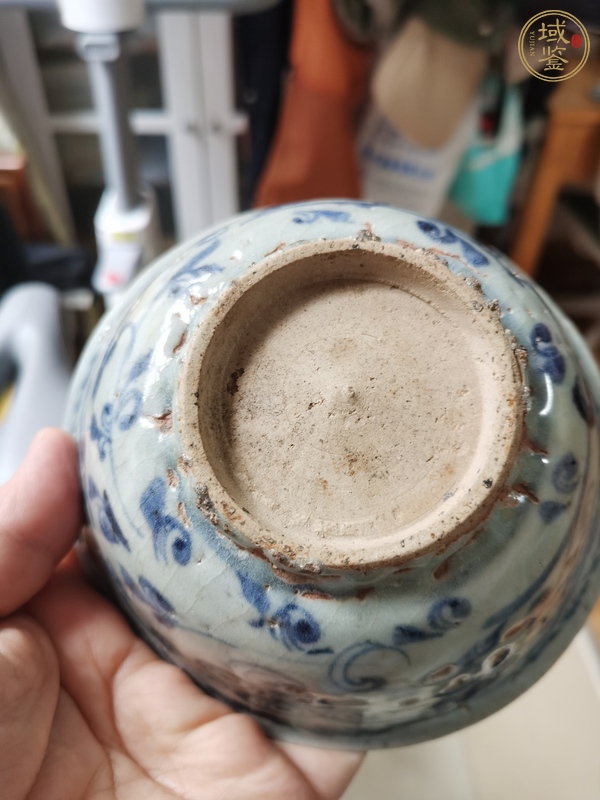 古玩陶瓷青花魚(yú)藻紋茶碗真品鑒賞圖