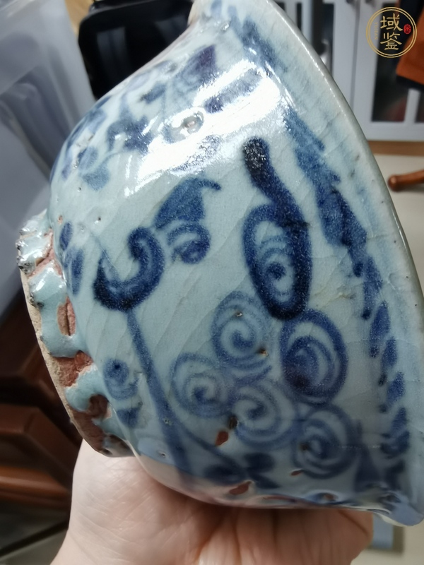 古玩陶瓷青花魚藻紋茶碗真品鑒賞圖