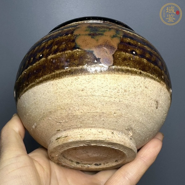 古玩陶瓷磁州窯黑釉鐵銹斑茶入真品鑒賞圖