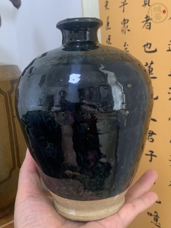 古玩陶瓷磁州窯窯變黑釉梅瓶真品鑒賞圖