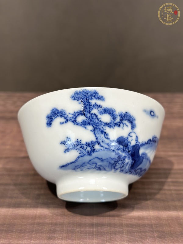 古玩陶瓷青花山水人物紋茶碗真品鑒賞圖