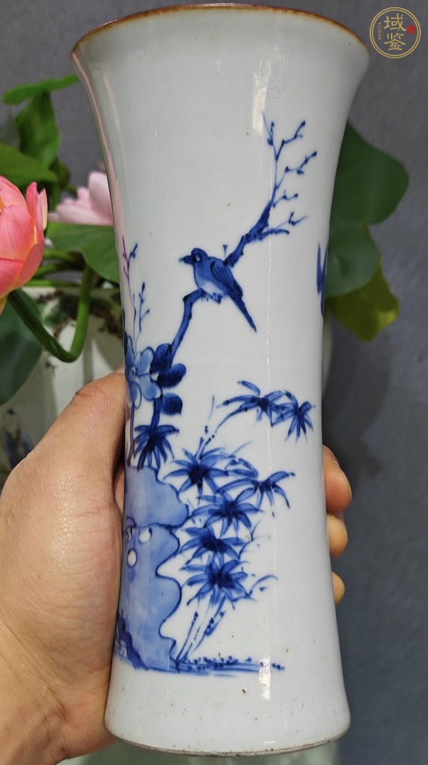 古玩花鳥紋青花花觚真品鑒賞圖