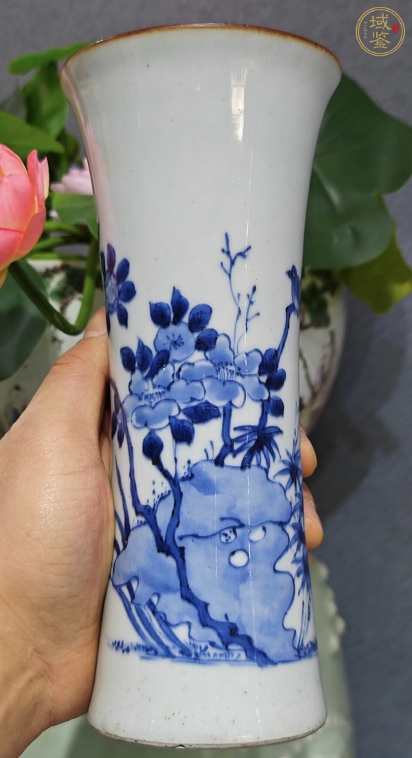 古玩陶瓷花鳥紋青花花觚真品鑒賞圖