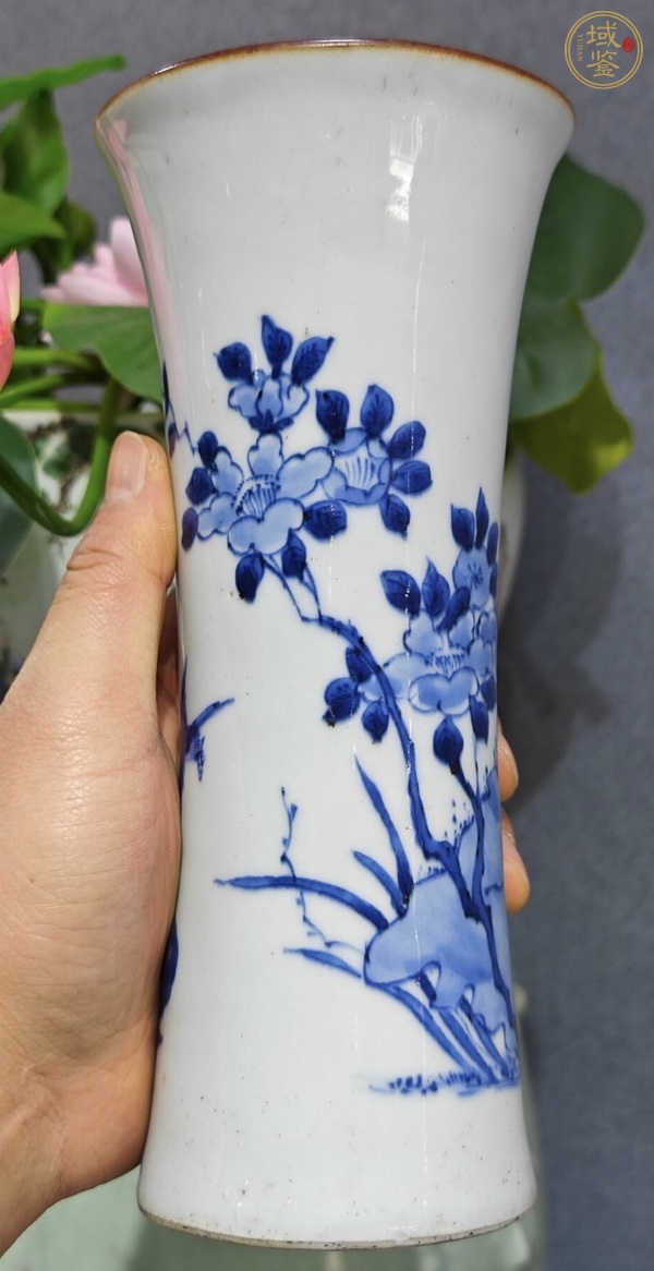 古玩陶瓷花鳥紋青花花觚真品鑒賞圖