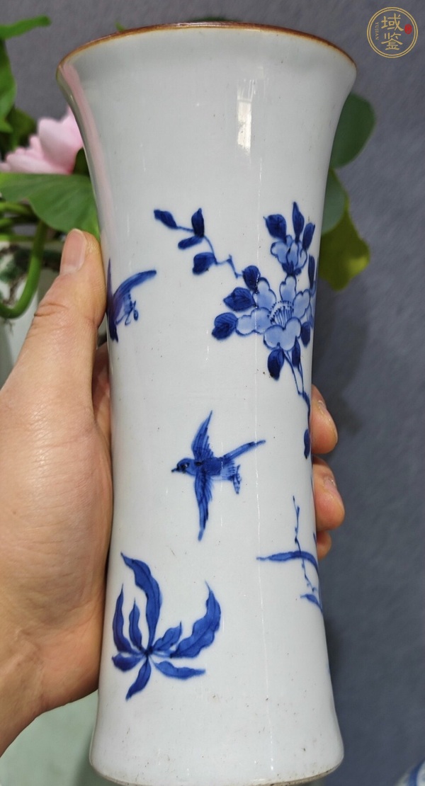 古玩陶瓷花鳥紋青花花觚真品鑒賞圖