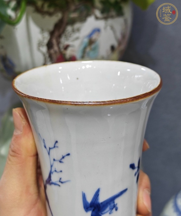 古玩陶瓷花鳥紋青花花觚真品鑒賞圖