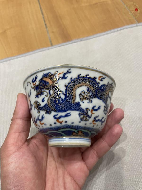 古玩陶瓷青花加彩描金蓋杯真品鑒賞圖