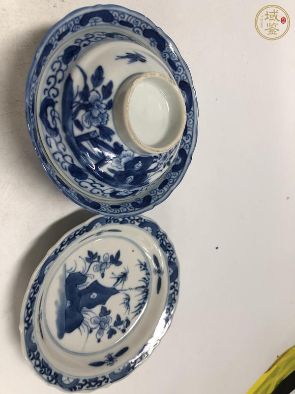 古玩陶瓷青花洞石花卉紋蓋碗 一套  線真品鑒賞圖