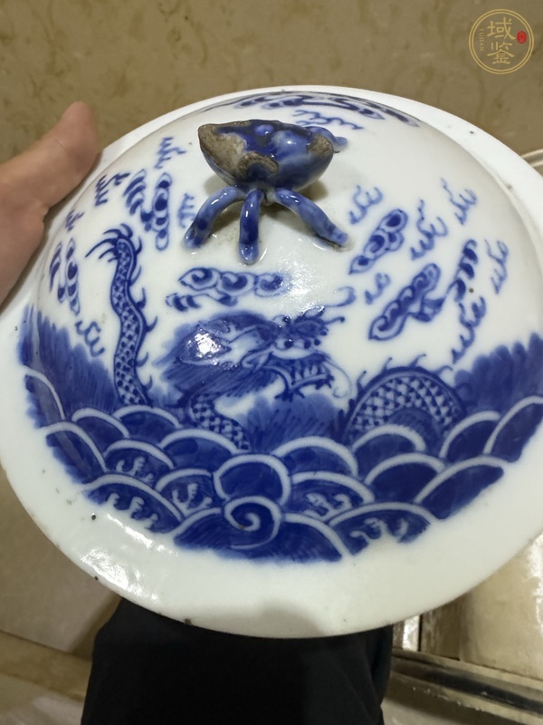 古玩陶瓷龍鳳紋青花四系粥罐真品鑒賞圖