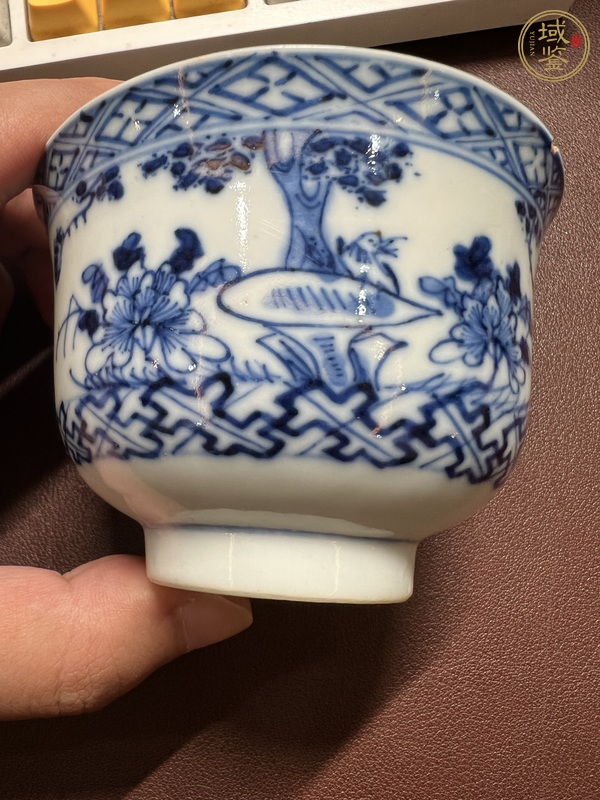 古玩陶瓷清光緒青花花鳥紋杯真品鑒賞圖