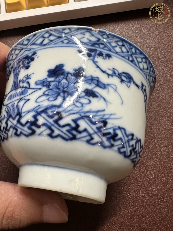 古玩陶瓷清光緒青花花鳥紋杯真品鑒賞圖