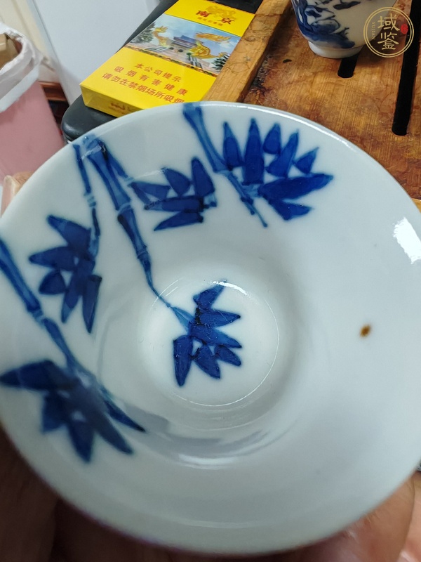 古玩青花竹子杯真品鑒賞圖