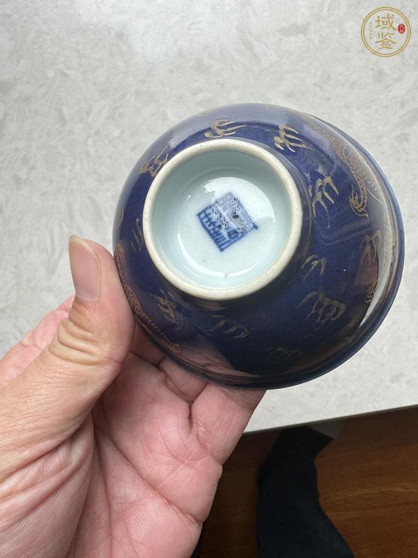 古玩陶瓷藍(lán)釉描金茶圓真品鑒賞圖