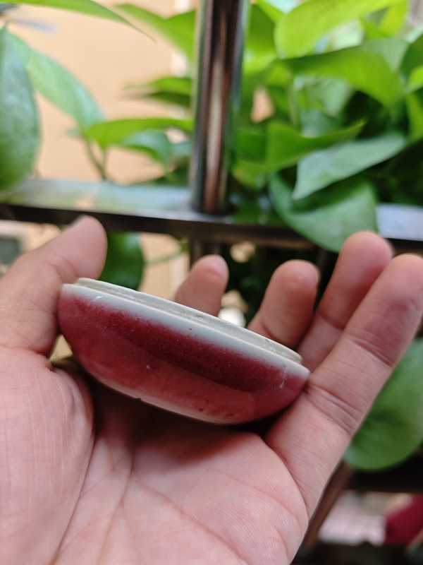 古玩陶瓷豇豆紅釉印泥盒拍賣,當前價格28000元