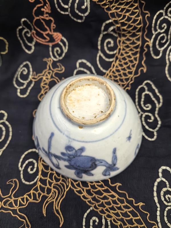 古玩陶瓷明嘉萬時期青花花鳥紋茶碗拍賣，當前價格8888元