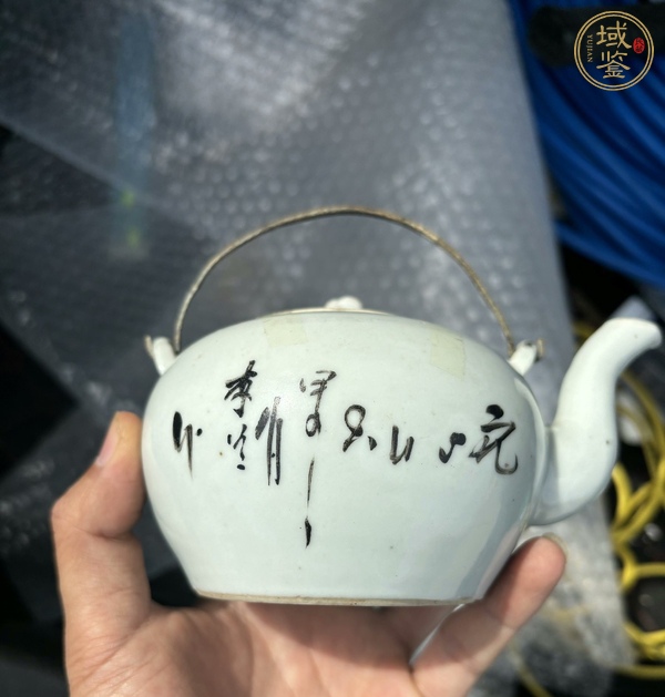 古玩陶瓷淺絳彩花鳥(niǎo)紋提梁壺真品鑒賞圖