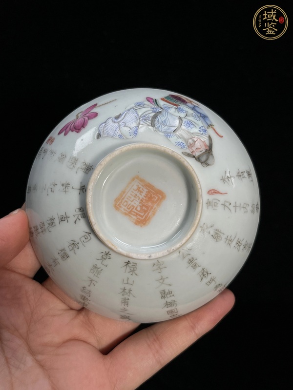 古玩陶瓷無雙譜粉彩蓋杯真品鑒賞圖