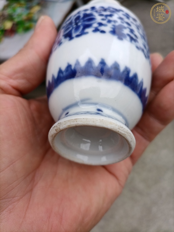 古玩陶瓷青花皮球花紋撇口瓶真品鑒賞圖