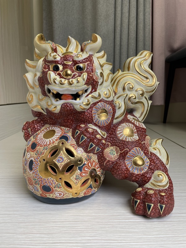 古玩陶瓷晚清民國 特大號日本官窯 九谷燒獅子拍賣,當(dāng)前價格1200元