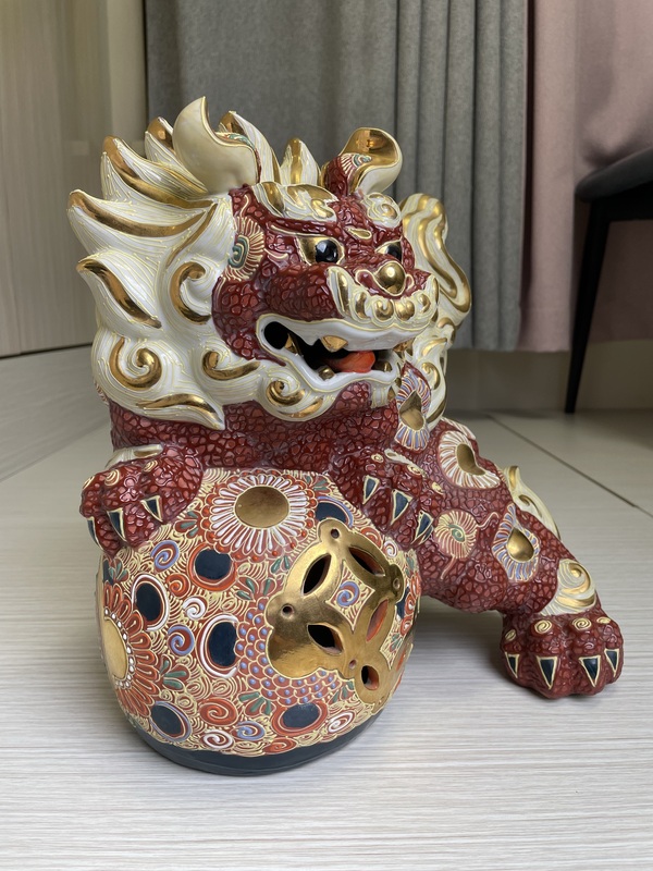 古玩陶瓷晚清民國 特大號日本官窯 九谷燒獅子拍賣,當(dāng)前價格1200元