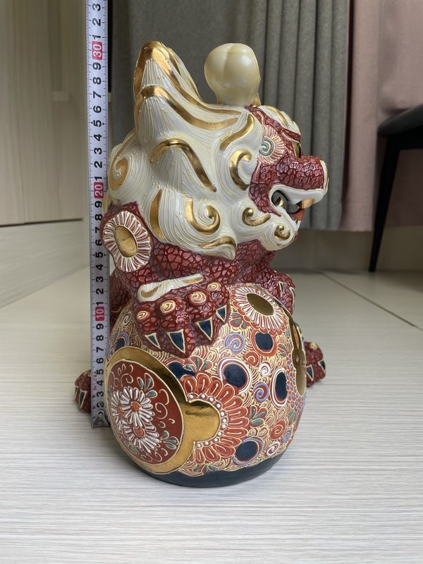 古玩陶瓷晚清民國 特大號日本官窯 九谷燒獅子拍賣,當(dāng)前價格1200元