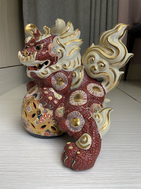 古玩陶瓷晚清民國 特大號日本官窯 九谷燒獅子拍賣,當(dāng)前價格1200元