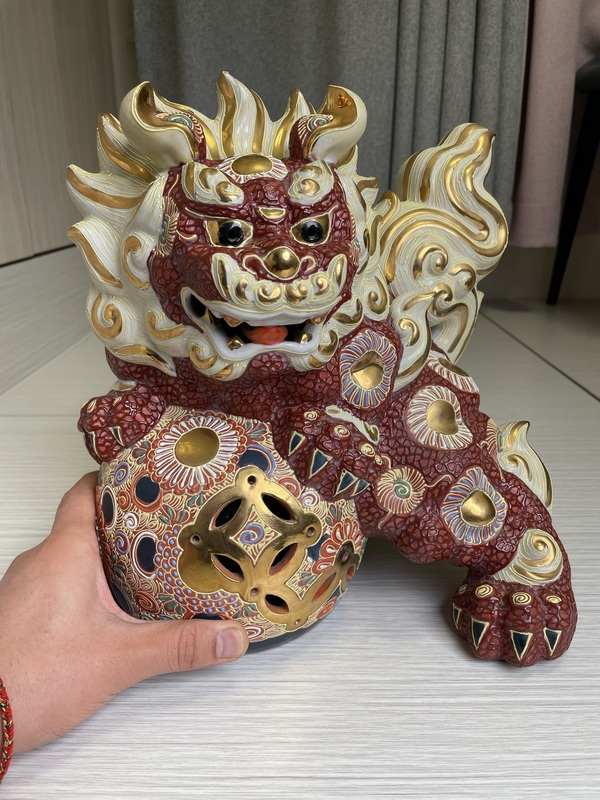 古玩陶瓷晚清民國 特大號日本官窯 九谷燒獅子拍賣,當(dāng)前價格1200元