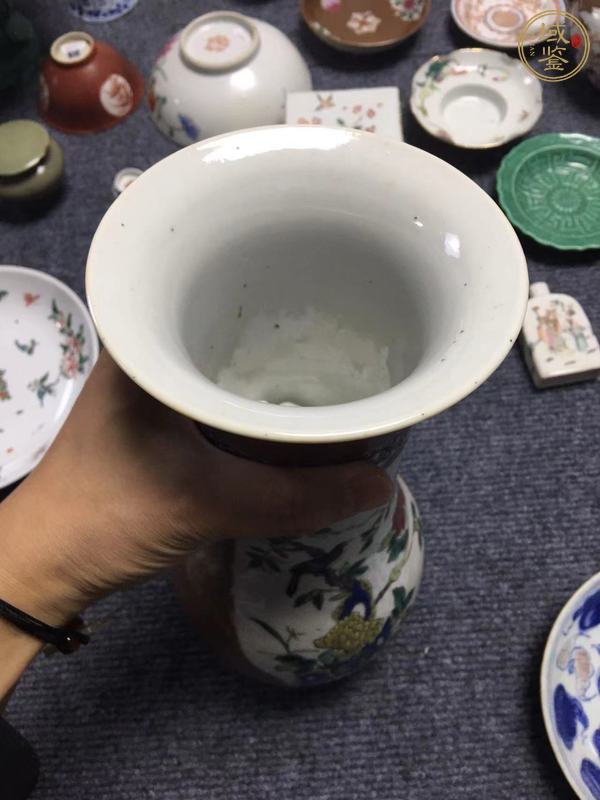 古玩陶瓷花鳥(niǎo)紋粉彩瓶真品鑒賞圖