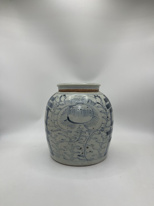 古玩陶瓷清青花花卉紋喜字罐拍賣,當前價格880元