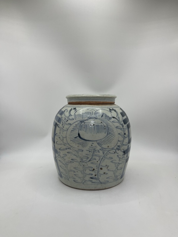 古玩陶瓷清青花花卉紋喜字罐拍賣,當前價格880元