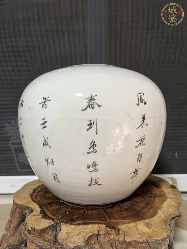 古玩陶瓷花鳥(niǎo)紋淺絳彩西瓜罐真品鑒賞圖