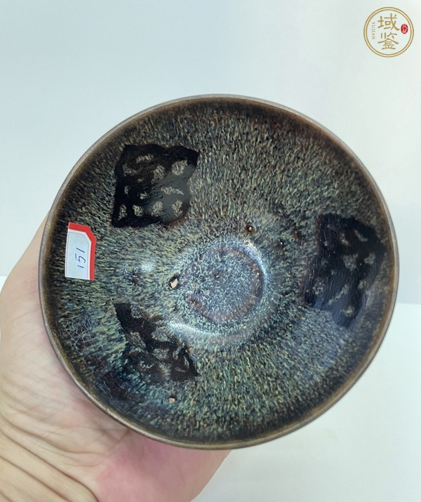 古玩陶瓷吉州窯窯變釉貼花茶盞，注意品相真品鑒賞圖