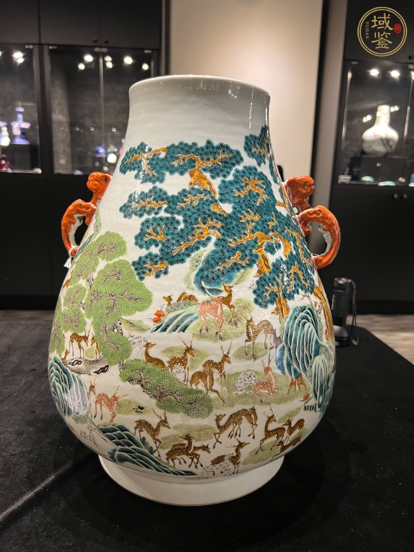 古玩陶瓷粉彩百鹿尊真品鑒賞圖