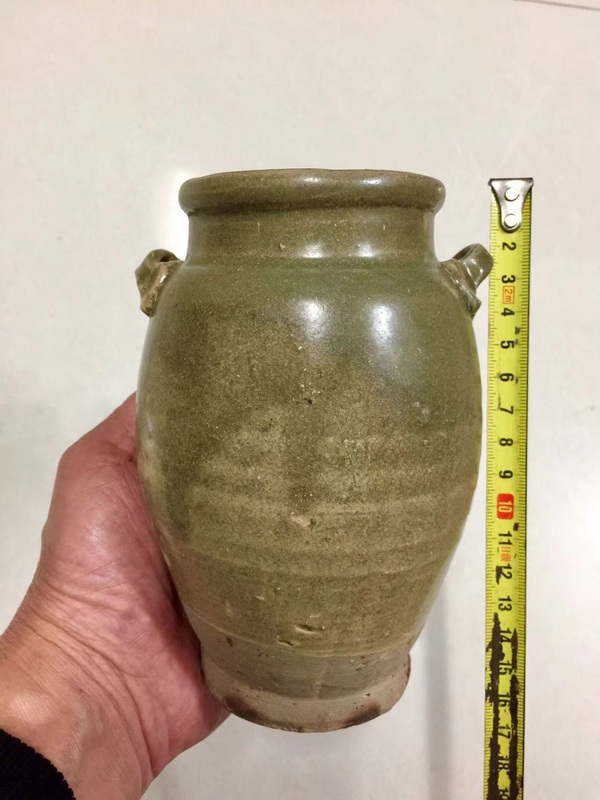 古玩陶瓷宣州窯雙耳唇口瓶拍賣,當前價格2600元