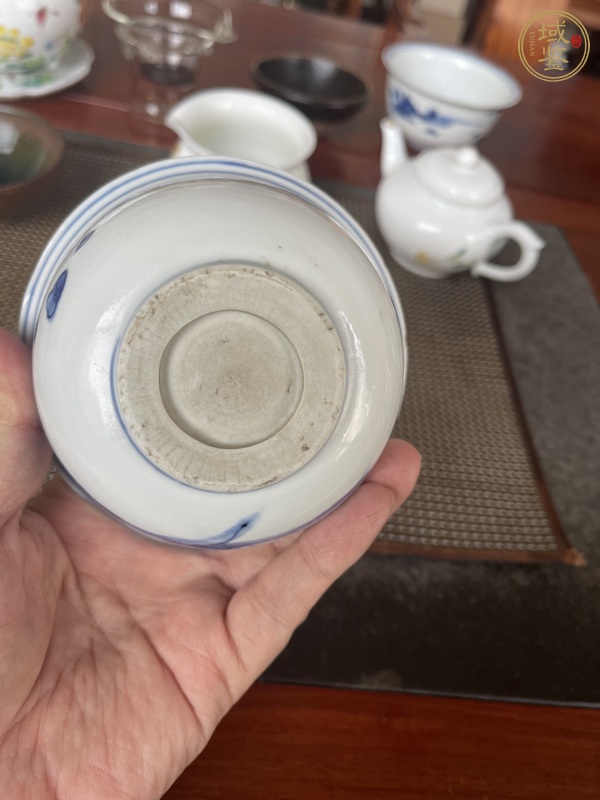 古玩陶瓷青花山水人物紋茶碗真品鑒賞圖