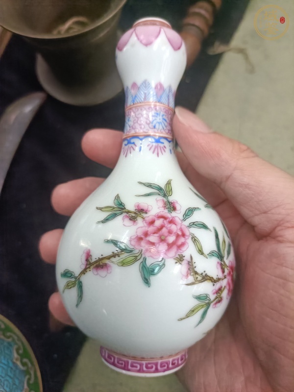 古玩陶瓷花鳥(niǎo)紋蒜頭瓶真品鑒賞圖