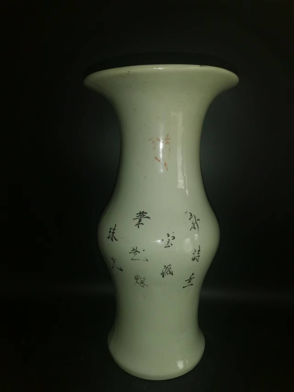 古玩陶瓷粉彩花鳥詩文花觚拍賣,當(dāng)前價(jià)格9988元
