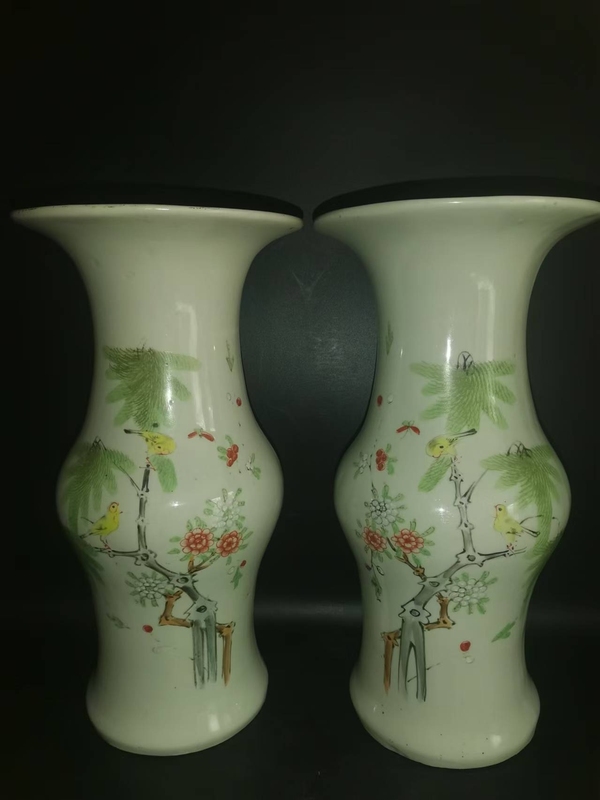 古玩陶瓷粉彩花鳥詩文花觚拍賣,當(dāng)前價(jià)格9988元