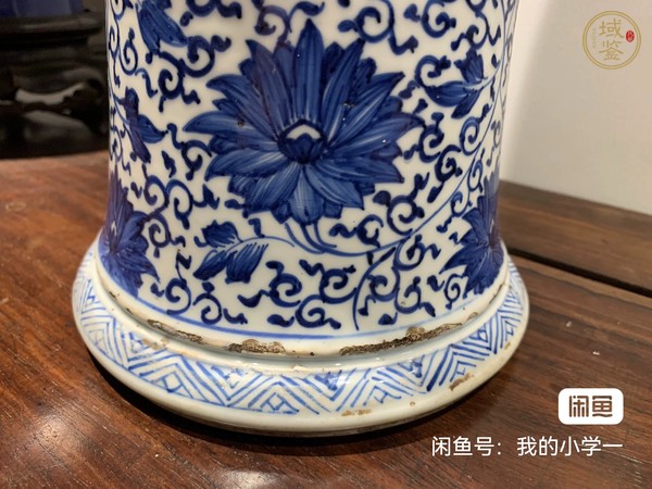 古玩陶瓷青花纏枝花卉紋花觚真品鑒賞圖