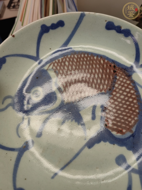 古玩陶瓷魚藻紋盤真品鑒賞圖