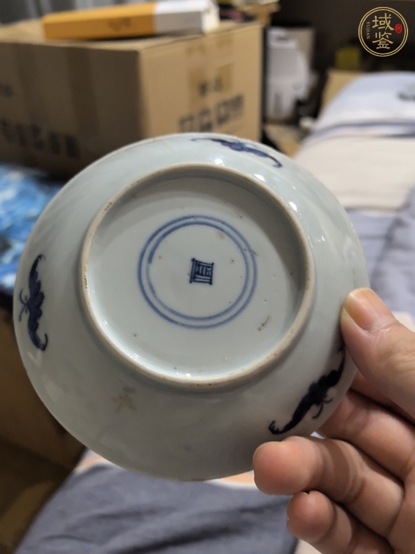 古玩陶瓷五福同壽青花盤真品鑒賞圖