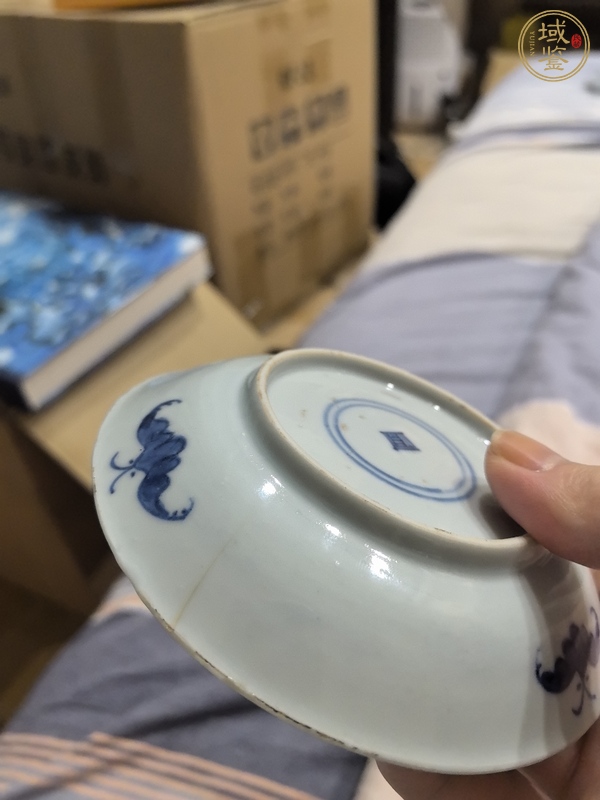 古玩陶瓷五福同壽青花盤真品鑒賞圖