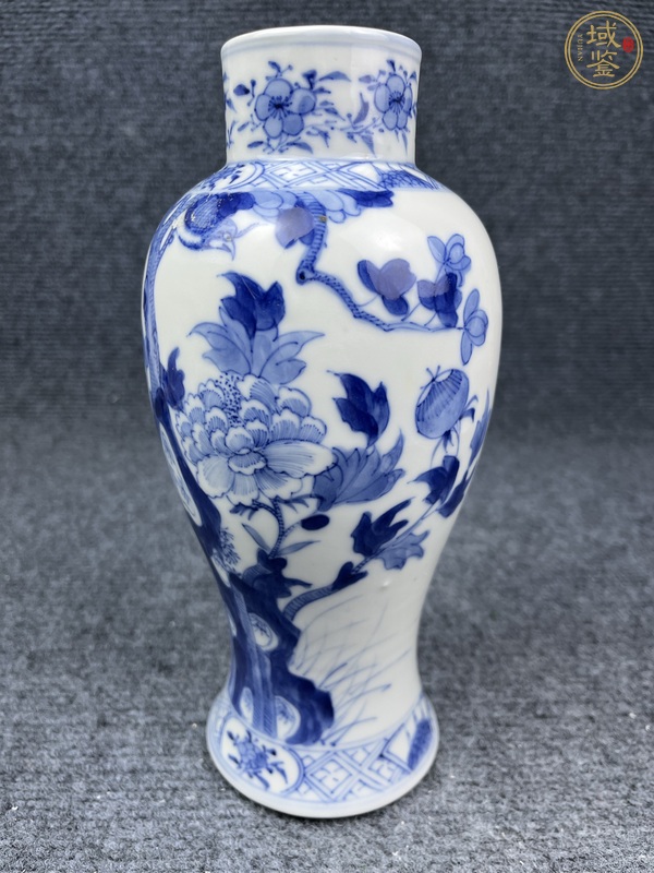 古玩陶瓷青花洞石牡丹花鳥紋雞腿瓶真品鑒賞圖