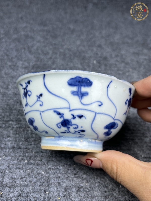 古玩陶瓷青花靈芝紋茶圓真品鑒賞圖