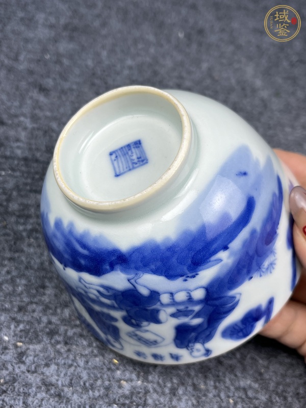 古玩陶瓷青花福壽紋蓋碗真品鑒賞圖