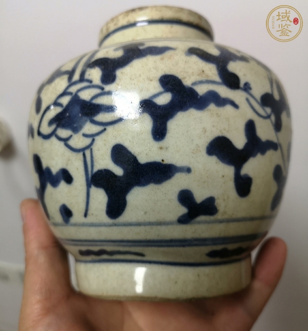 古玩陶瓷花卉紋青花罐真品鑒賞圖