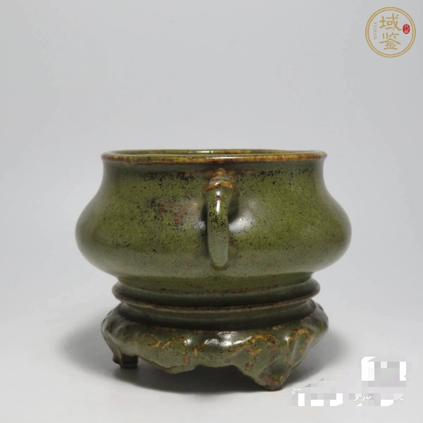 古玩陶瓷創(chuàng)匯期茶葉末釉雙耳香爐真品鑒賞圖