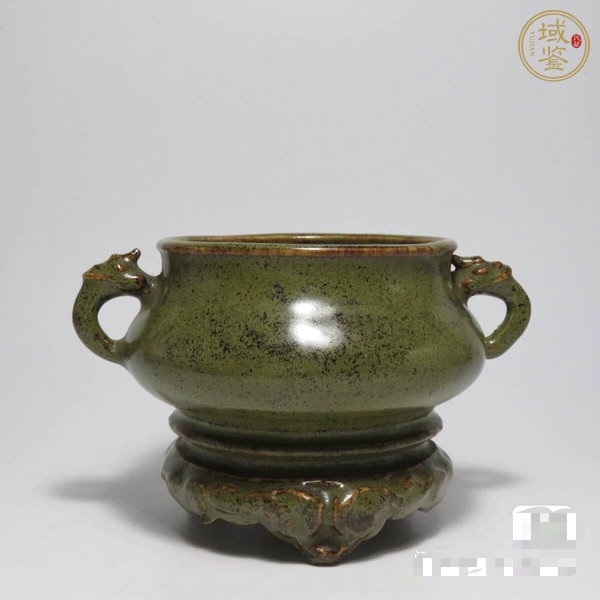 古玩陶瓷創(chuàng)匯期茶葉末釉雙耳香爐真品鑒賞圖