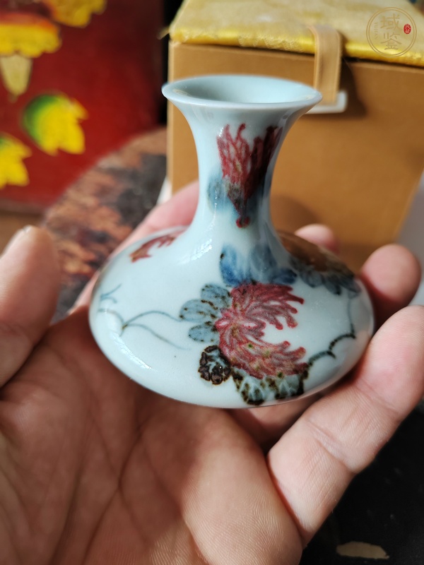 古玩陶瓷青花釉里紅荸薺瓶真品鑒賞圖